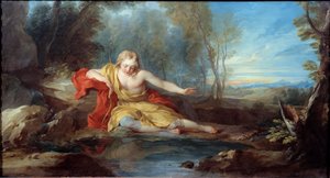 Narcisse som vurderer sin refleksjon (Narciso) Maleri av Francois le Moyne (1688-1737) 1700-tallet