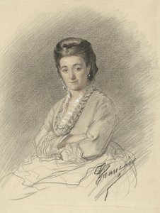 Sittende dame med armene i kors av François Louis Français (signed by artist)