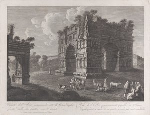 Utsikt over Janusbuen, med hyrder og geiter i forgrunnen, 1795-1800., 1795-1800.