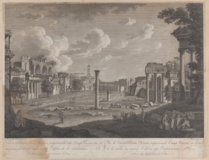 Utsikt over Campo Vaccino, med Colosseum i bakgrunnen og ruinene av Tempel..., 1796.