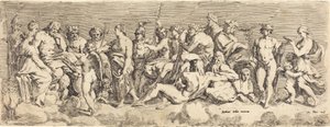 Psyches opptak til Olympia av François Perrier after Raphael