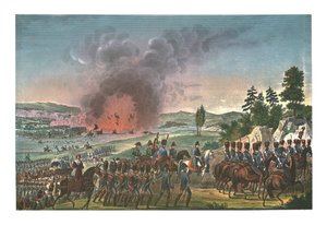 Franskmennenes tilbaketrekning etter slaget ved Leipzig, 19. oktober 1813, c1850