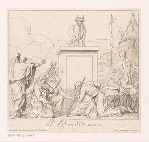 Tilbedelse av gullkalven Le Veau d'Or (tittel på objekt) av François Roëttiers (I)