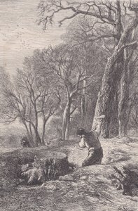 Vinterscene: stubbetrekkeren, fra Magasin Pittoresque, ca. 1852. av François Rouget