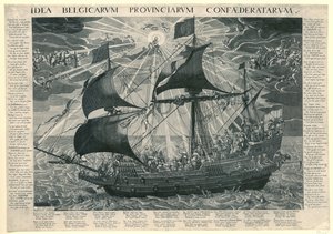 Statens skip, 1620 Allegori om landets lykkelige tilstand etter synoden i Dordrecht Idé Belgicarum Provinciarum Confaederatarum (tittel på objekt) av François Schillemans
