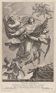 Saint Louis IX båret til himmelen av to engler Sanctus Ludovicus (tittel på objekt) av François Tortebat