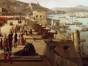 Kanonene i detaljfestningen. Maleri av Frans Vervloet (1795-1872) Napoli, Museo Nazionale di San Martino