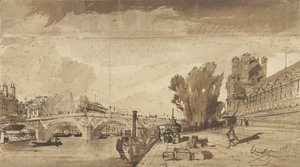 Seinen og Pont Royal; til høyre Pavillon de Flore og en fløy av Louvre av François Victor Sabatier