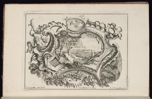 Patron med Putto blåsende konkylie, Book of irregular Cartridges