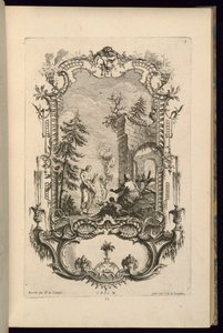 Design for Cartouche med store og små rom av François de Cuvilliés the Elder