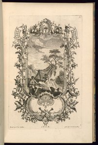Design for Cartouche med store og små rom av François de Cuvilliés the Elder