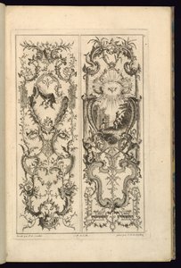 Design for to paneler av François de Cuvilliés the Elder