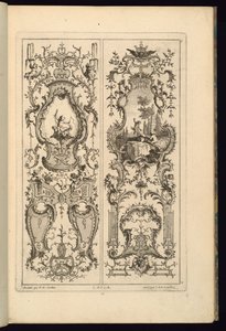 Design for to paneler av François de Cuvilliés the Elder