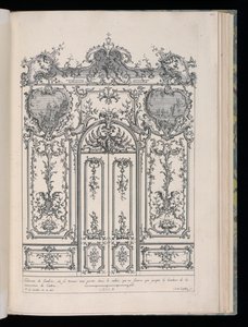 Vegg med dobbel dør, Livre de Lambris (Book of Wainscoting) av François de Cuvilliés the Elder