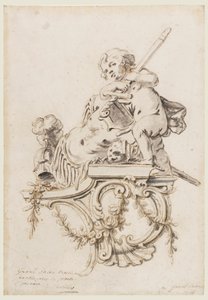 Design for a Sculptured Bracket with Putto accompanied by the Attributes of War, for the Grand Trianon, Versailles   1286468   no       norwegian Successfully Translated  Original: Entrance Hall Translat: Entrance Hall 1223366 no norwegian Successfully Tra av François de Cuvilliés the younger