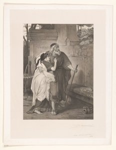 Blind Ødipus ledet av Antigone av François de Meersman (signed by artist)