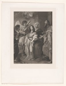 Maria som en ung kvinne, utsmykket av engler i nærvær av Joachim og Anna av François de Meersman