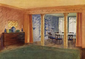 Stue og spisestue (farge litho)