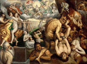Den siste dommen - Frans I de Vrient (Vriendt) dit Frans Floris, den eldste (1519-1570). olje på lerret