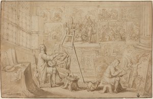 En kunstners studio [recto] av Frans Francken the Younger