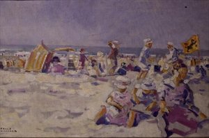 Strandscene (olje på lerret)