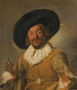 En militsmann som holder en Berkemeyer, kjent som "Merry Drinker" En borgervakt som holder en Berkemeier, kjent som 