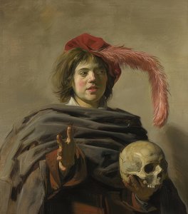 Portrett av en ung mann med hodeskalle (Vanitas). 1626-28 av Frans Hals