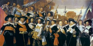 Gruppeportrett av offiserer og under-alterne av Civic Guard i Haarlem av Frans Hals