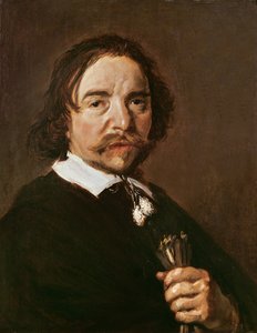 Portrett av en mann med hanske og svart hår, ca. 1657