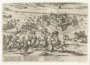 Tar redutten ved Zutphen, 1591 Serie 10: Nederlandske og utenlandske begivenheter, 1587-1612 (serietittel) av Frans Hogenberg (workshop of)