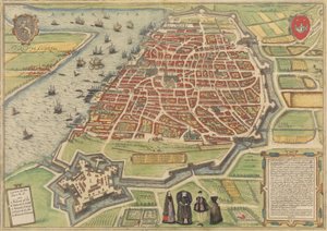 Utsikt over Antwerpen, 1572-94. Skapere: Frans Hogenberg, Simon Novellanus. av Frans Hogenberg