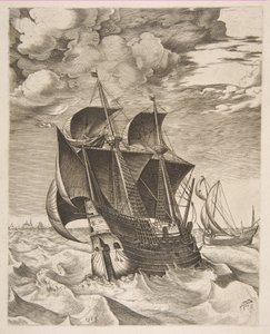 En nederlandsk Hulk og en Boeier fra The Sailing Vessels, 1565