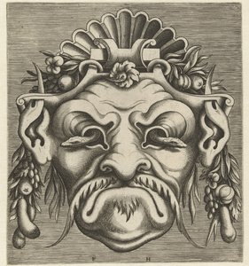 Maske med to slanger som ser ut av øyehulene Pourtraicture ingenieuse de plusieurs facons de masques... (serietittel)