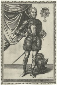 Portrett av hertug Emanuel Philibert av Savoy Full lengde portretter av konger og dronninger (serietittel) av Frans Huys