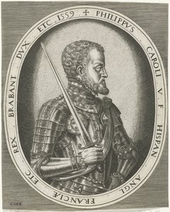 Portrett av kong Filip II av Spania Portretter av konger, dronninger, prinser og prinsesser (serietittel) av Frans Huys