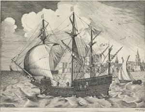 Firemester forlater havnen Seilskip (serietittel) av Frans Huys