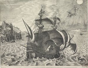 Seilskip med Icarus fall Seilskip (serietittel) av Frans Huys