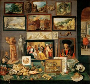 Le cabinet de curiosites - Samlerkabinettet (Cabinets of curiosites) - Frans Francken, den yngre (1581-1642). Olje på tre, ca 1620-1625. Mål: 74x78 cm. Kunsthistorisk museum, Vienne