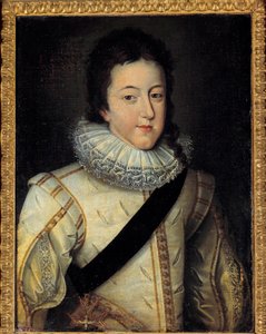 Portrett av Ludvig XIII, konge av Frankrike og Navarra (1601-1643) på tidspunktet for hans ekteskap i 1616 (h s/t 0,64 x 0,44) etter Frans Pourbus Le Jeune (Francois (Franz) Porbus av Frans II Pourbus