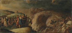 Les Israelites traversent la Mer Rouge - Israelittene krysset Rødehavet, av Francken (II), Frans, School of . Olje på kobber. Mål: 27,5x58,5 cm. Nationalmuseum Stockholm av Frans II the Younger (studio of) Francken