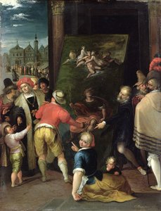 Apelles og skomakeren, 1610-15 (olje på kobber)