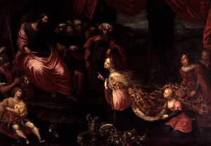 Kong Salomo og dronningen av Saba av Frans II the Younger Francken