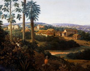 Landsbyen Serinhaem i Brasil eller hjemmet til en sukkerrørplanter i Brasil (olje på lerret)