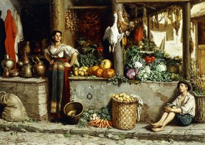 Et grønnsaksmarked; Et grønnsaksmarked, 1874 av Frans Meerts