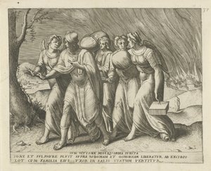 Lot forlater Sodoma Med hevn sammen med barmhjertighet (tittel på objekt) Geschiedenis van Lot (serietittel)