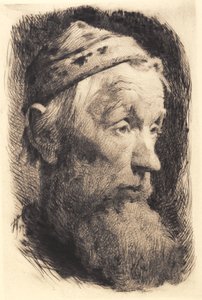 Bătrân cu pălărie albă de lână, profil spre norvegian