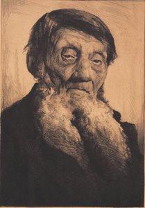Gammel mann med delt hvitt skjegg