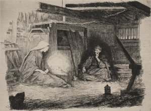 Maria, Kristusbarnet og Josef julemorgen av Frans Schwartz