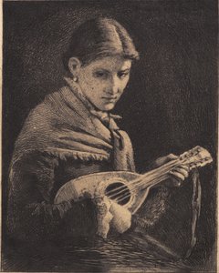 Ung jente med mandolin av Frans Schwartz