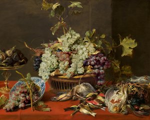 Stilleben med druer og vilt, ca. 1630.